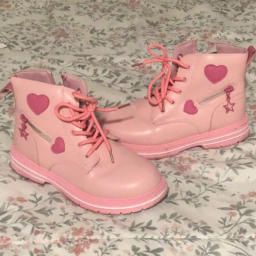 Pink Heart Kids Boots